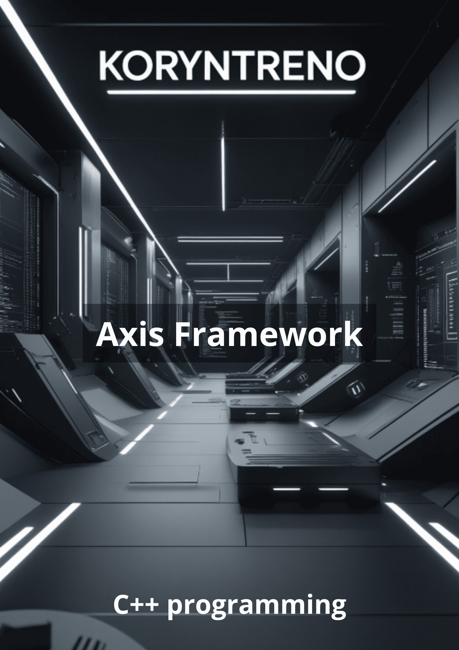 Futuristic course cover with Koryntreno branding and 'Axis Framework' text on a dark background.