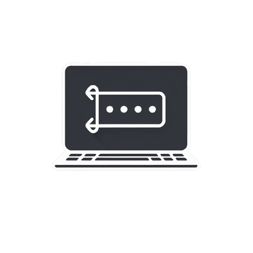 Outline of a laptop with a password symbol on a transparent background