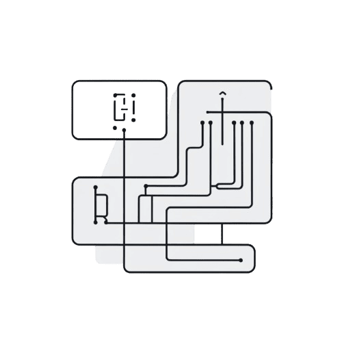 Simplified line drawing of a computer keyboard on a white background