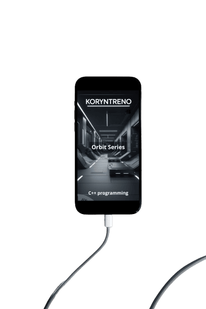 Phone case with Koryntreno branding and design on a transparent background