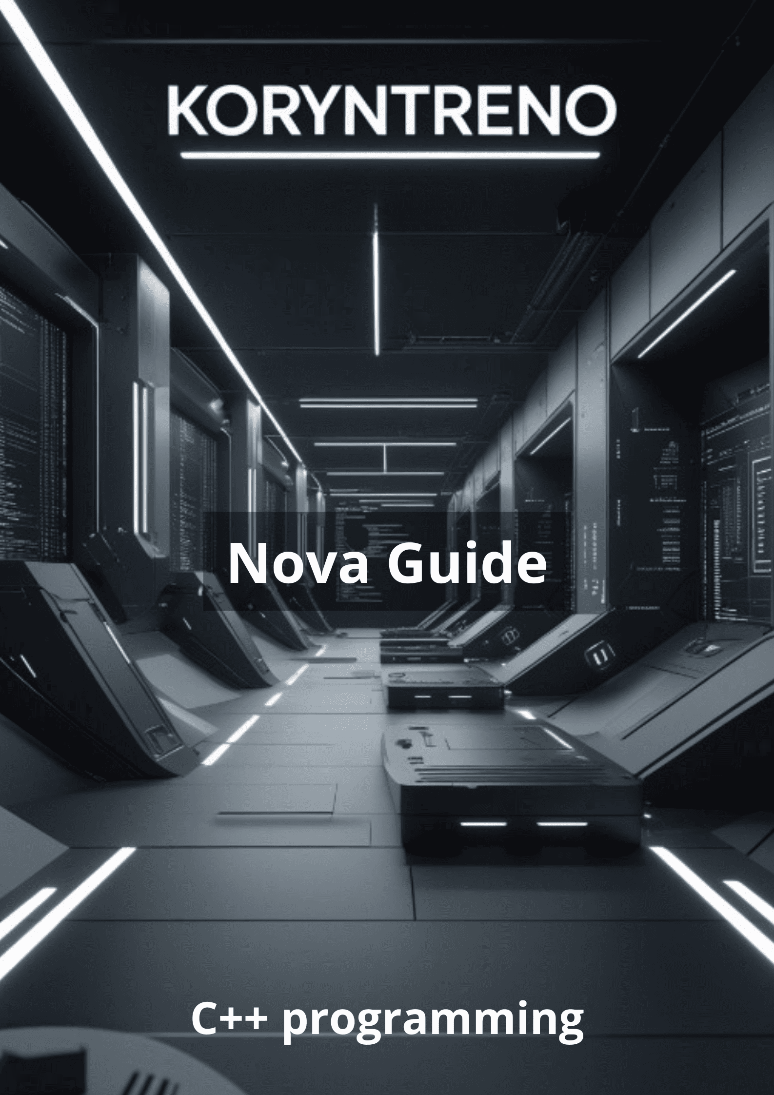 Futuristic course cover with Koryntreno branding and 'Nova Guide' text on a dark background.