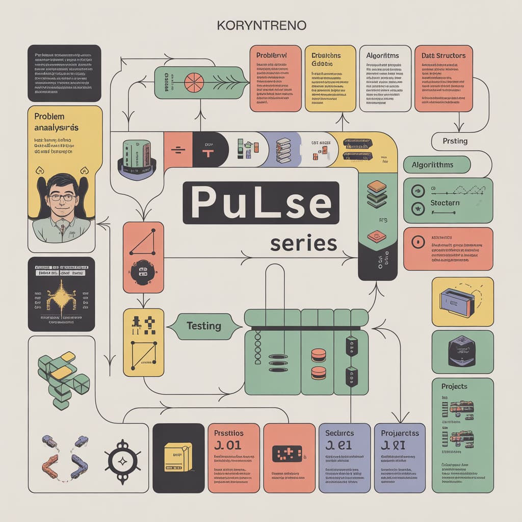 Diagram or flowchart with various sections and text, featuring the brand 'Koryntreno' and 'PuLse series'.